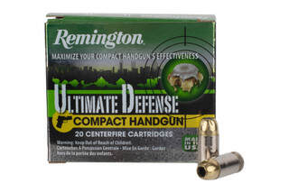 Remington Ultimate Defense 380 ACP 102gr Brass JHP Ammo comes in a box of 20